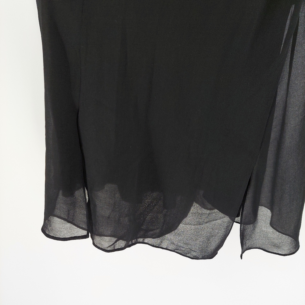 Sandro Black Sheer Sleeveless V-Neck Dress, Sz 2 - Picture 7 of 12